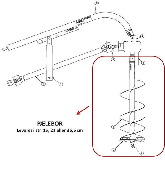 Pælebore maskine - Løst bor 15, 25 eller 35 cm