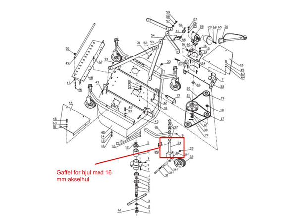 ROTORKLIPPER - Gaffel for hjul med 16mm akselhul